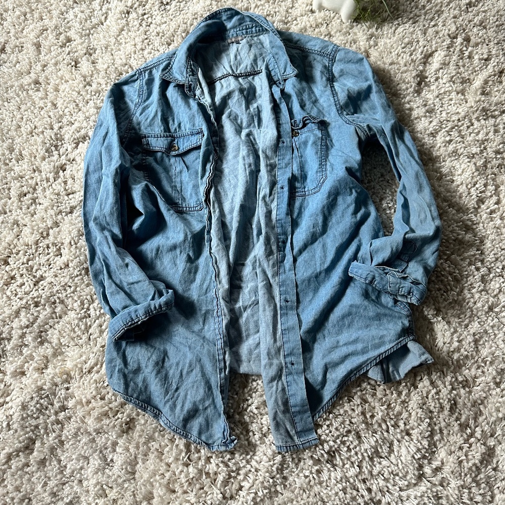 Lightweight casual light blue denim simple spring fall jean cardigan jac…
